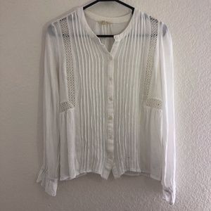Lucky Brand White Pintuck Blouse - Size XS